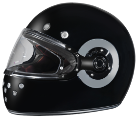 DOT Daytona Retro Full Face Motorcycle Helmet: Vintage Style for Men, Women, & Youth - Hi-Gloss Black w/ Chrome Accents (size: XS)